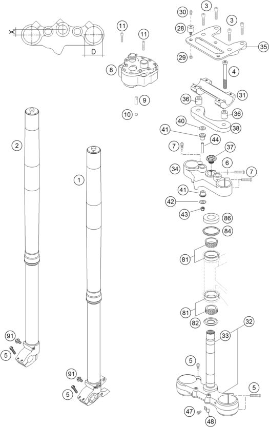 Náhled schématu FRONT FORK, TRIPLE CLAMP