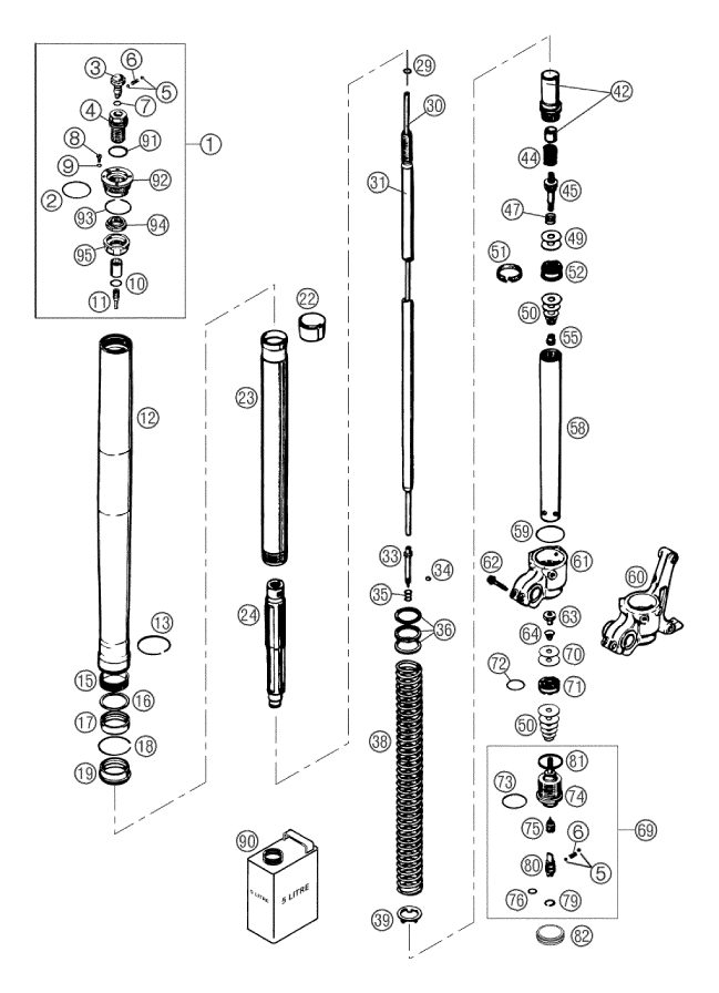 Náhled schématu FRONT FORK DISASSEMBLED