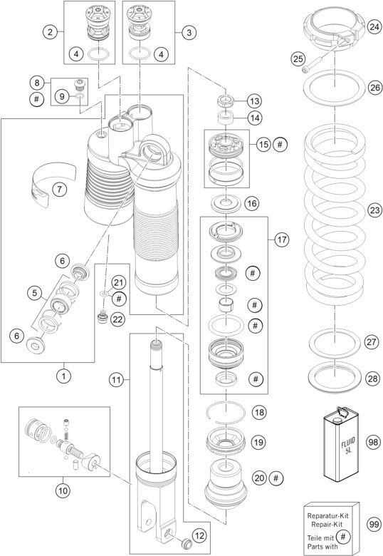 Náhled schématu SHOCK ABSORBER DISASSEMBLED
