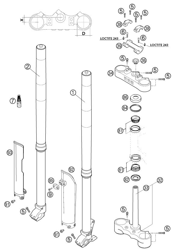 Náhled schématu FRONT FORK, TRIPLE CLAMP