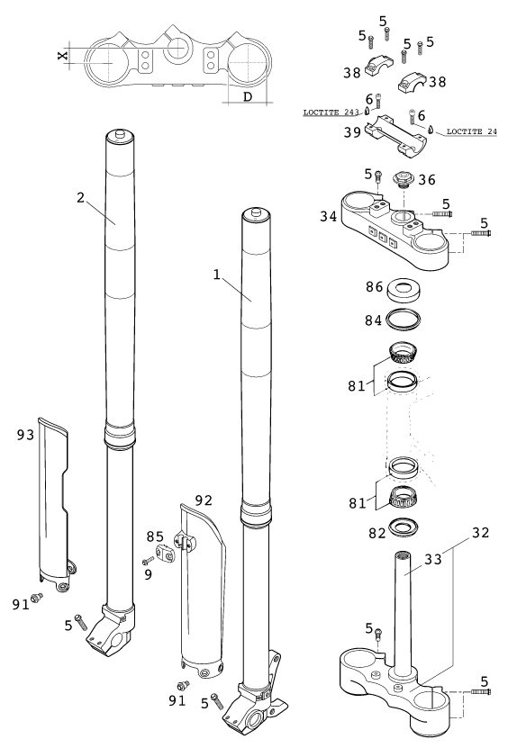 Náhled schématu FRONT FORK, TRIPLE CLAMP