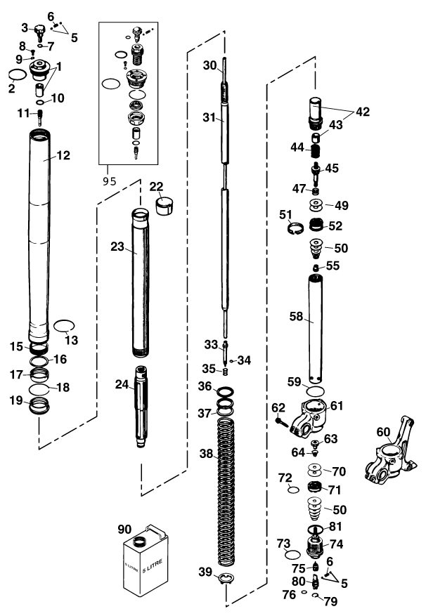 Náhled schématu FRONT FORK DISASSEMBLED