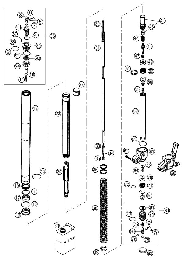 Náhled schématu FRONT FORK DISASSEMBLED