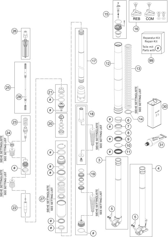 Náhled schématu FRONT FORK DISASSEMBLED