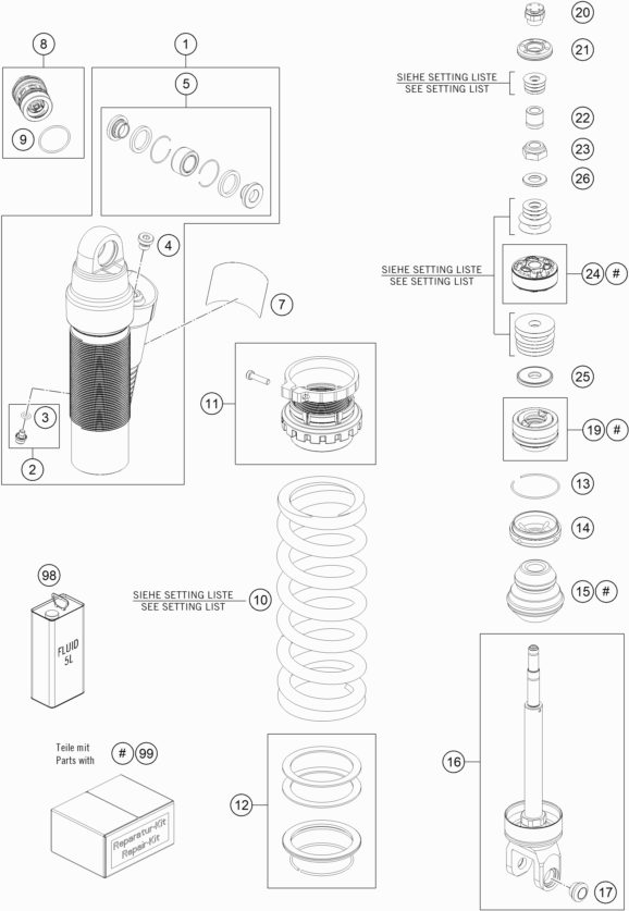 Náhled schématu SHOCK ABSORBER DISASSEMBLED