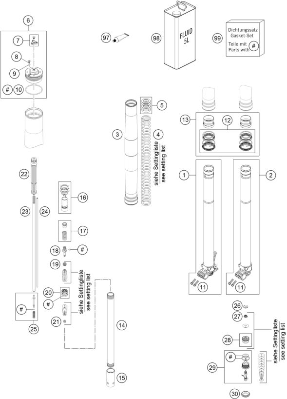 Náhled schématu FRONT FORK DISASSEMBLED