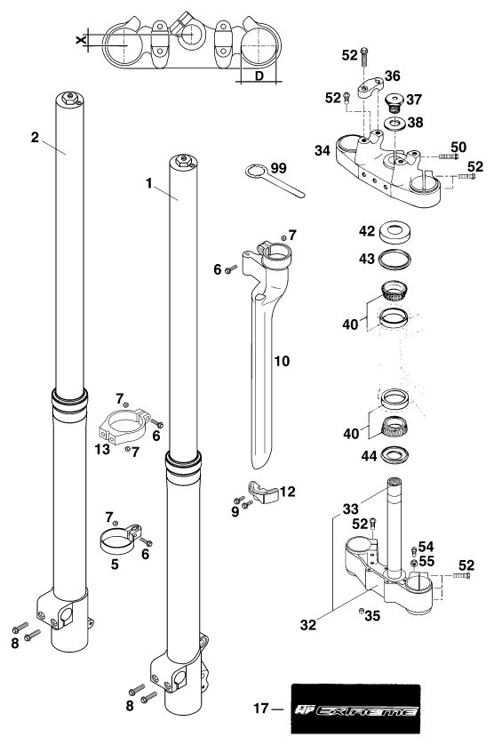 Náhled schématu FRONT FORK, TRIPLE CLAMP