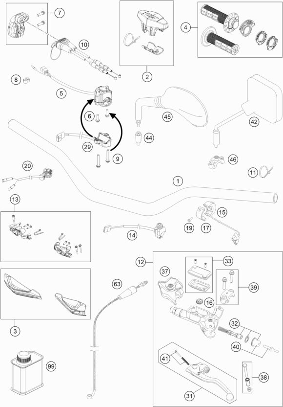 Náhled schématu HANDLEBAR, CONTROLS