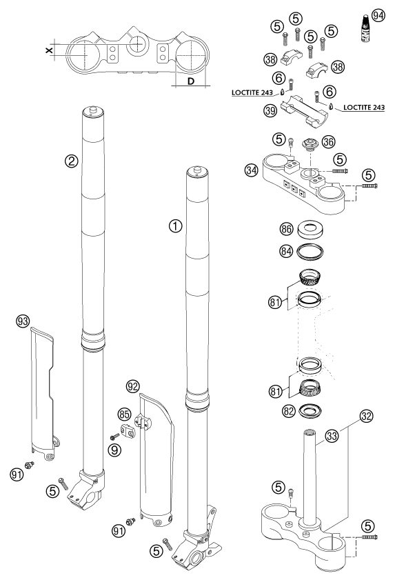 Náhled schématu FRONT FORK, TRIPLE CLAMP