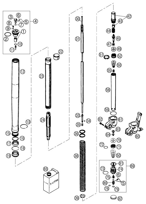 Náhled schématu FRONT FORK DISASSEMBLED