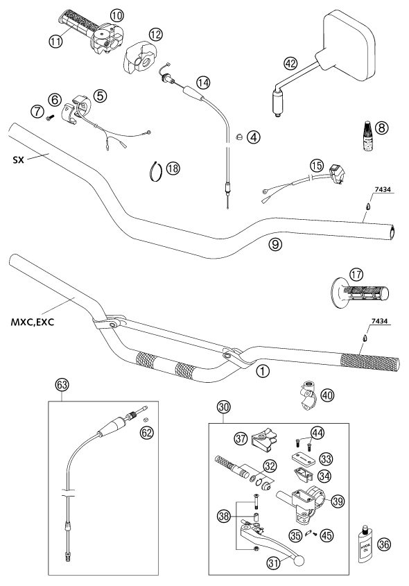 Náhled schématu HANDLEBAR, CONTROLS