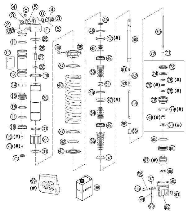 Náhled schématu SHOCK ABSORBER DISASSEMBLED