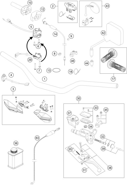 Náhled schématu HANDLEBAR, CONTROLS