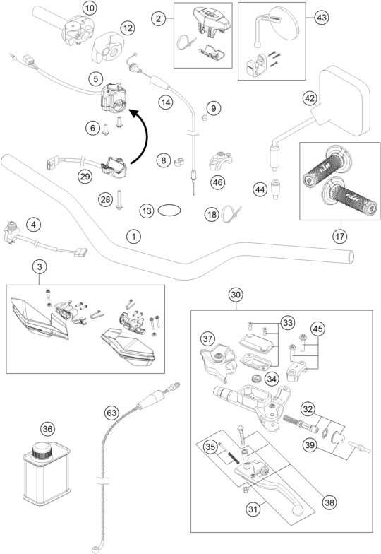 Náhled schématu HANDLEBAR, CONTROLS
