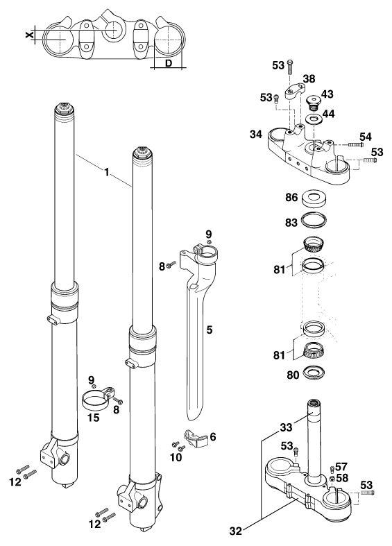 Náhled schématu FRONT FORK, TRIPLE CLAMP