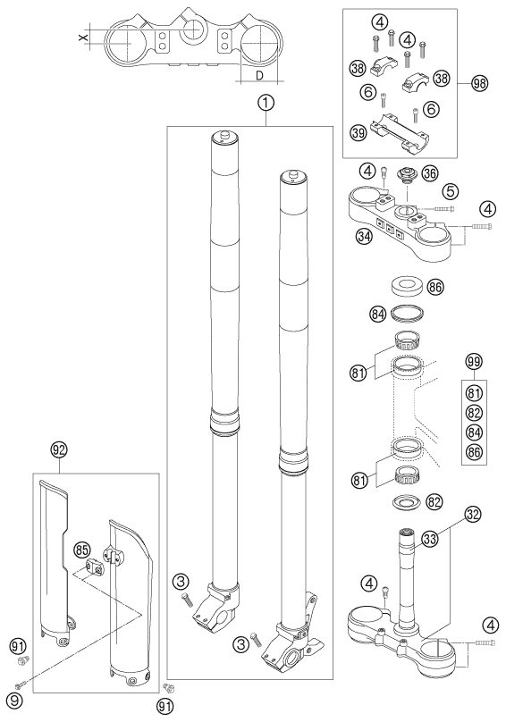 Náhled schématu FRONT FORK, TRIPLE CLAMP