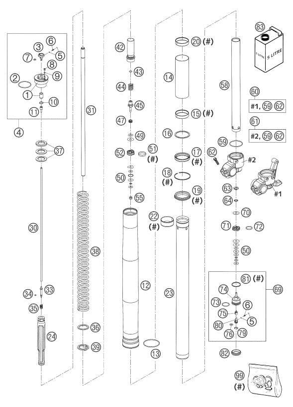 Náhled schématu FRONT FORK DISASSEMBLED