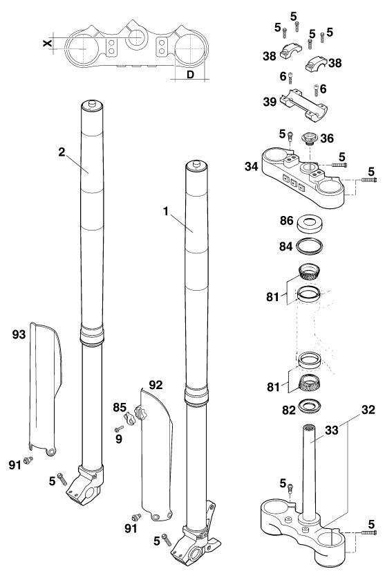 Náhled schématu FRONT FORK, TRIPLE CLAMP