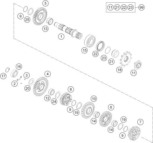 Náhled schématu TRANSMISSION II - COUNTERSHAFT