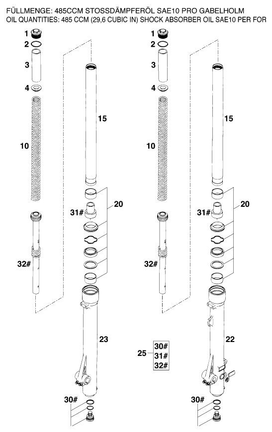 Náhled schématu FRONT FORK DISASSEMBLED