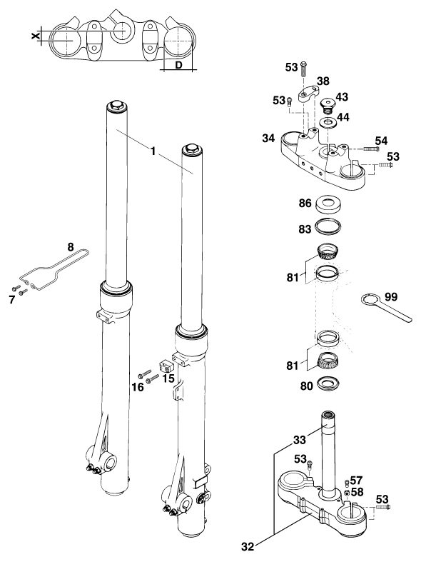 Náhled schématu FRONT FORK, TRIPLE CLAMP