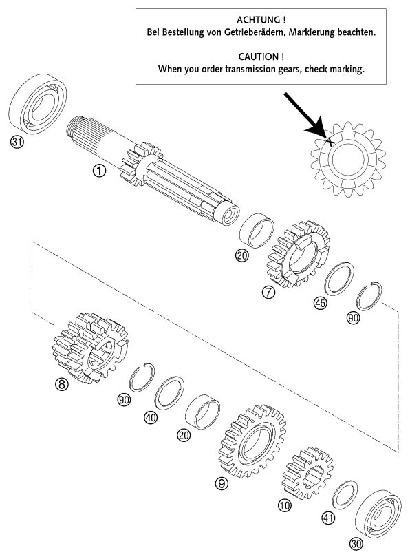 Náhled schématu TRANSMISSION I - MAIN SHAFT