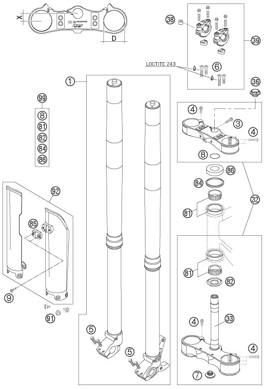 Náhled schématu FRONT FORK, TRIPLE CLAMP