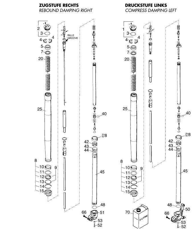 Náhled schématu FRONT FORK DISASSEMBLED