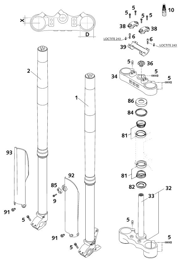 Náhled schématu FRONT FORK, TRIPLE CLAMP