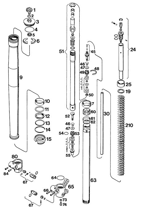 Náhled schématu FRONT FORK DISASSEMBLED