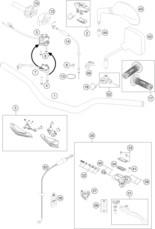 Náhled schématu HANDLEBAR, CONTROLS