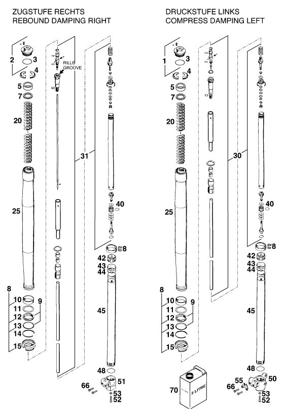 Náhled schématu FRONT FORK DISASSEMBLED