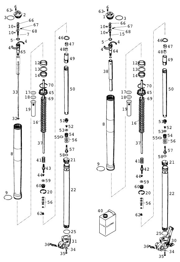 Náhled schématu FRONT FORK DISASSEMBLED