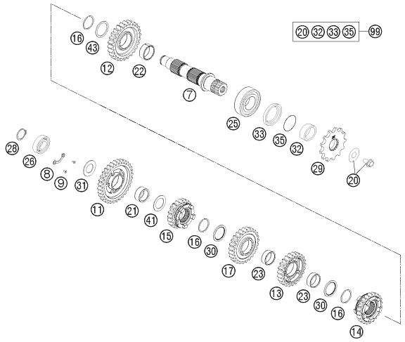 Náhled schématu TRANSMISSION II - COUNTERSHAFT