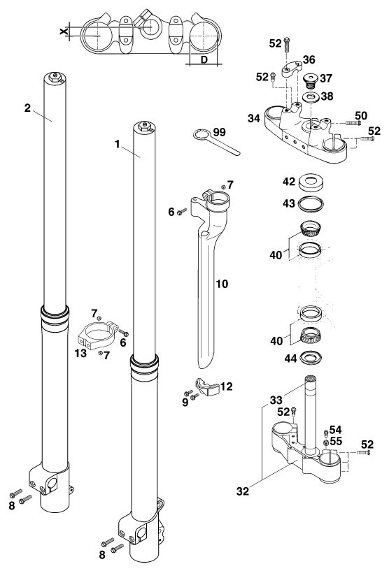 Náhled schématu FRONT FORK, TRIPLE CLAMP