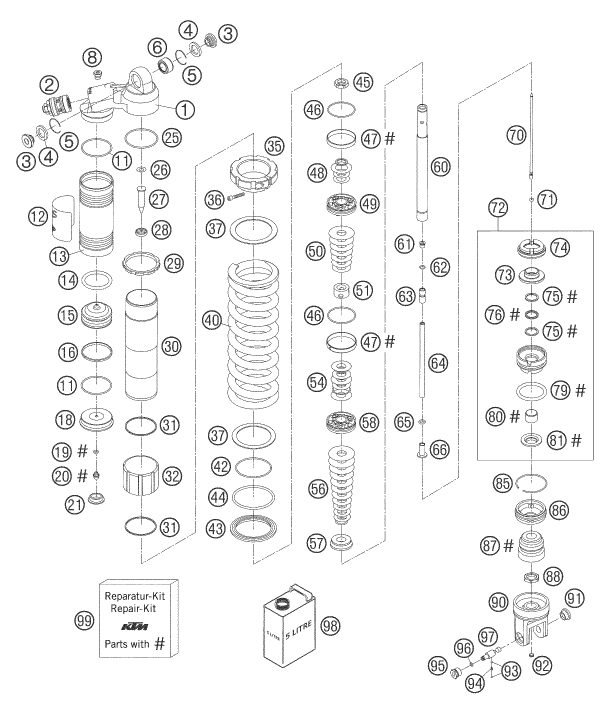 Náhled schématu SHOCK ABSORBER DISASSEMBLED