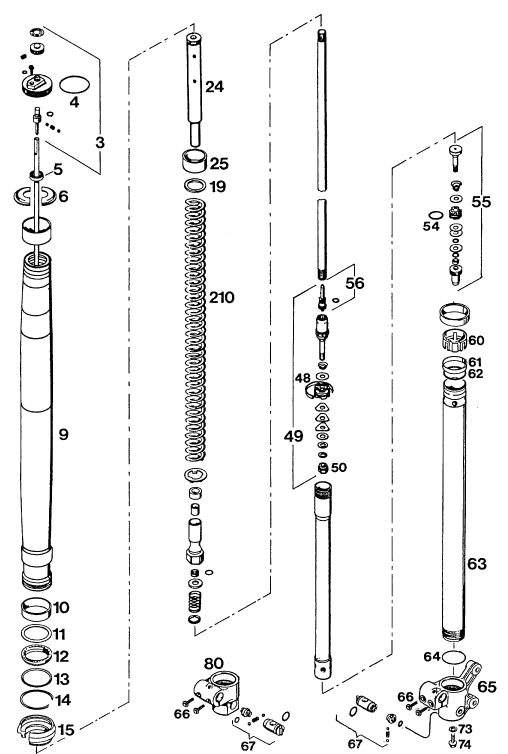 Náhled schématu FRONT FORK DISASSEMBLED