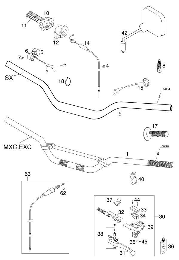 Náhled schématu HANDLEBAR, CONTROLS