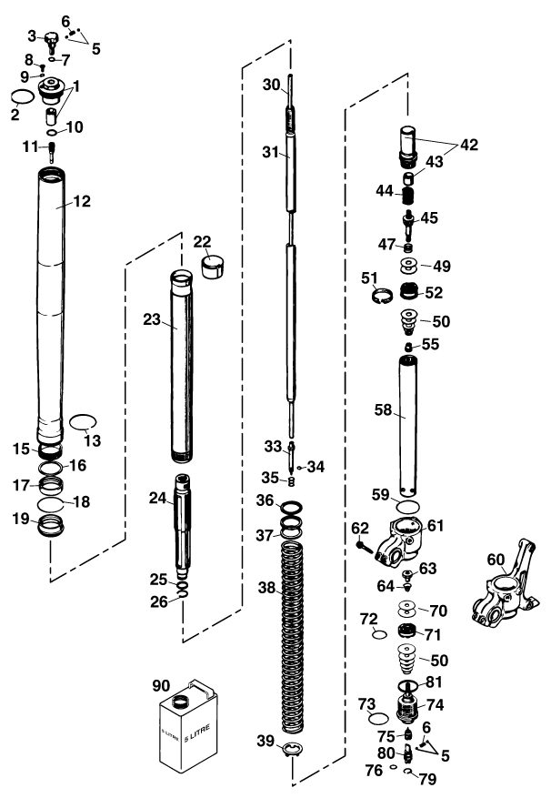 Náhled schématu FRONT FORK DISASSEMBLED
