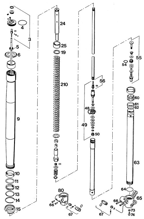Náhled schématu FRONT FORK DISASSEMBLED