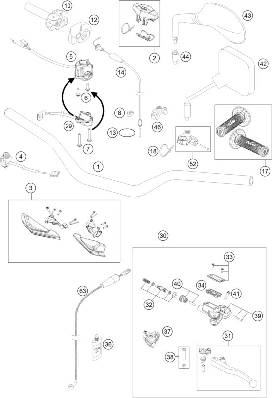 Náhled schématu HANDLEBAR, CONTROLS