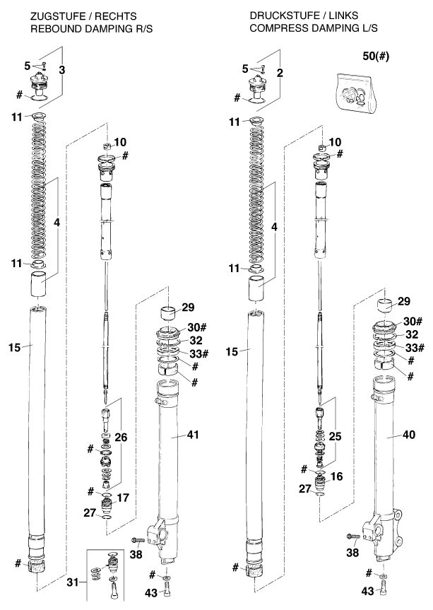 Náhled schématu FRONT FORK DISASSEMBLED