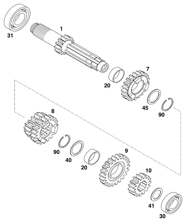 Náhled schématu TRANSMISSION I - MAIN SHAFT