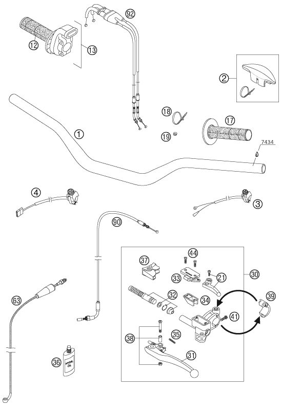 Náhled schématu HANDLEBAR, CONTROLS