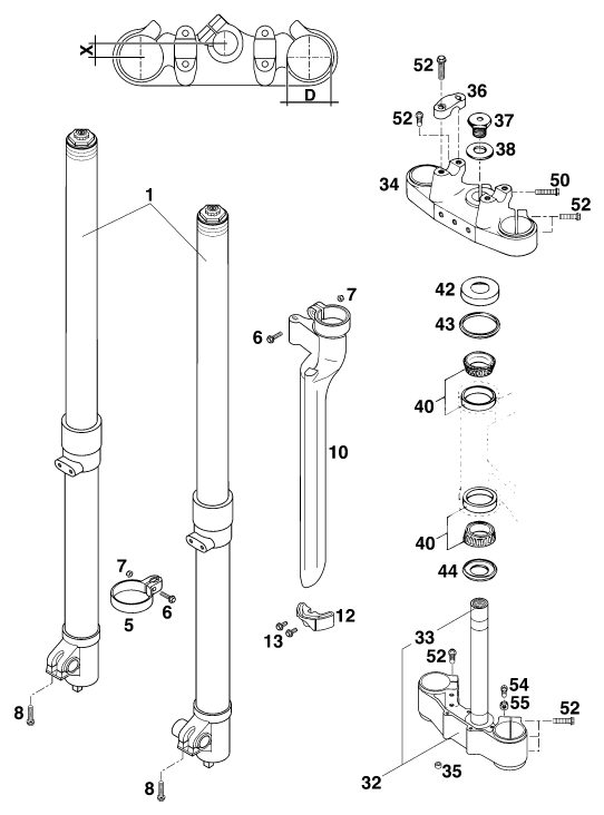 Náhled schématu FRONT FORK, TRIPLE CLAMP