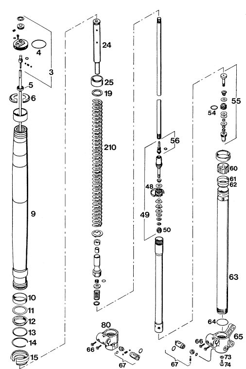 Náhled schématu FRONT FORK DISASSEMBLED