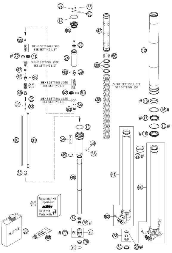 Náhled schématu FRONT FORK DISASSEMBLED