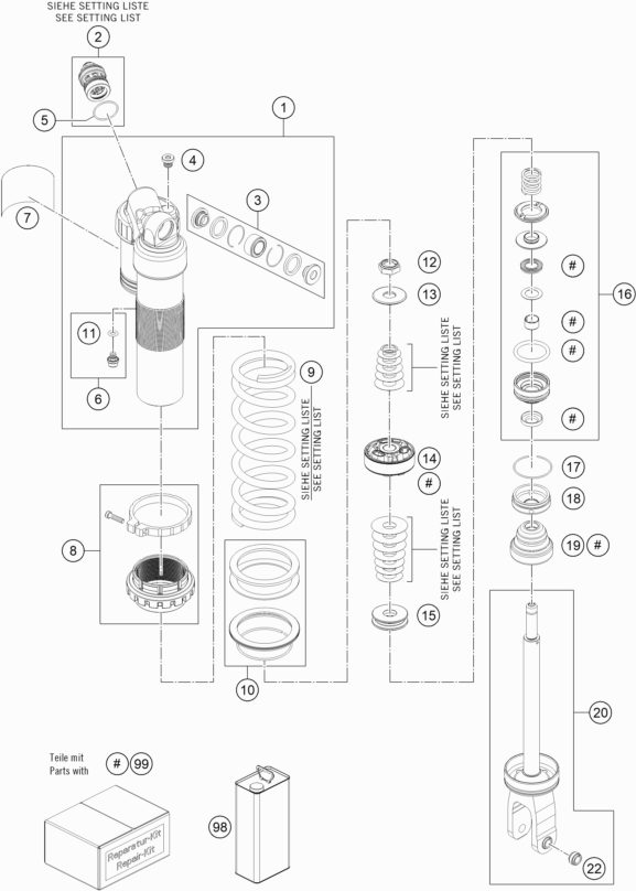 Náhled schématu SHOCK ABSORBER DISASSEMBLED
