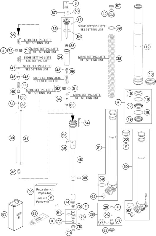 Náhled schématu FRONT FORK DISASSEMBLED