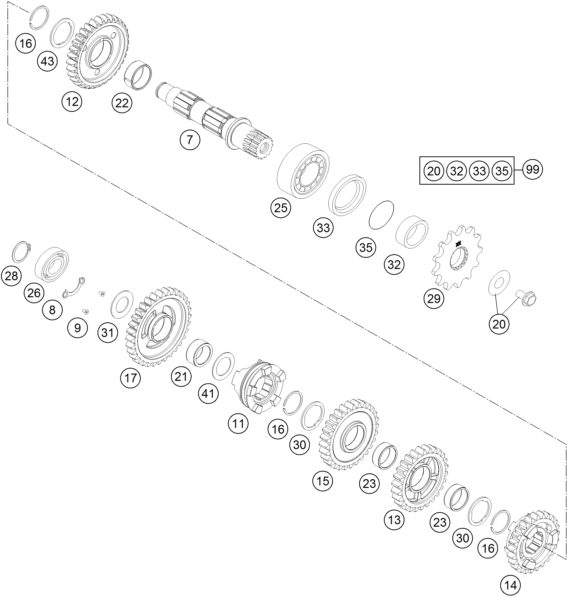 Náhled schématu TRANSMISSION II - COUNTERSHAFT